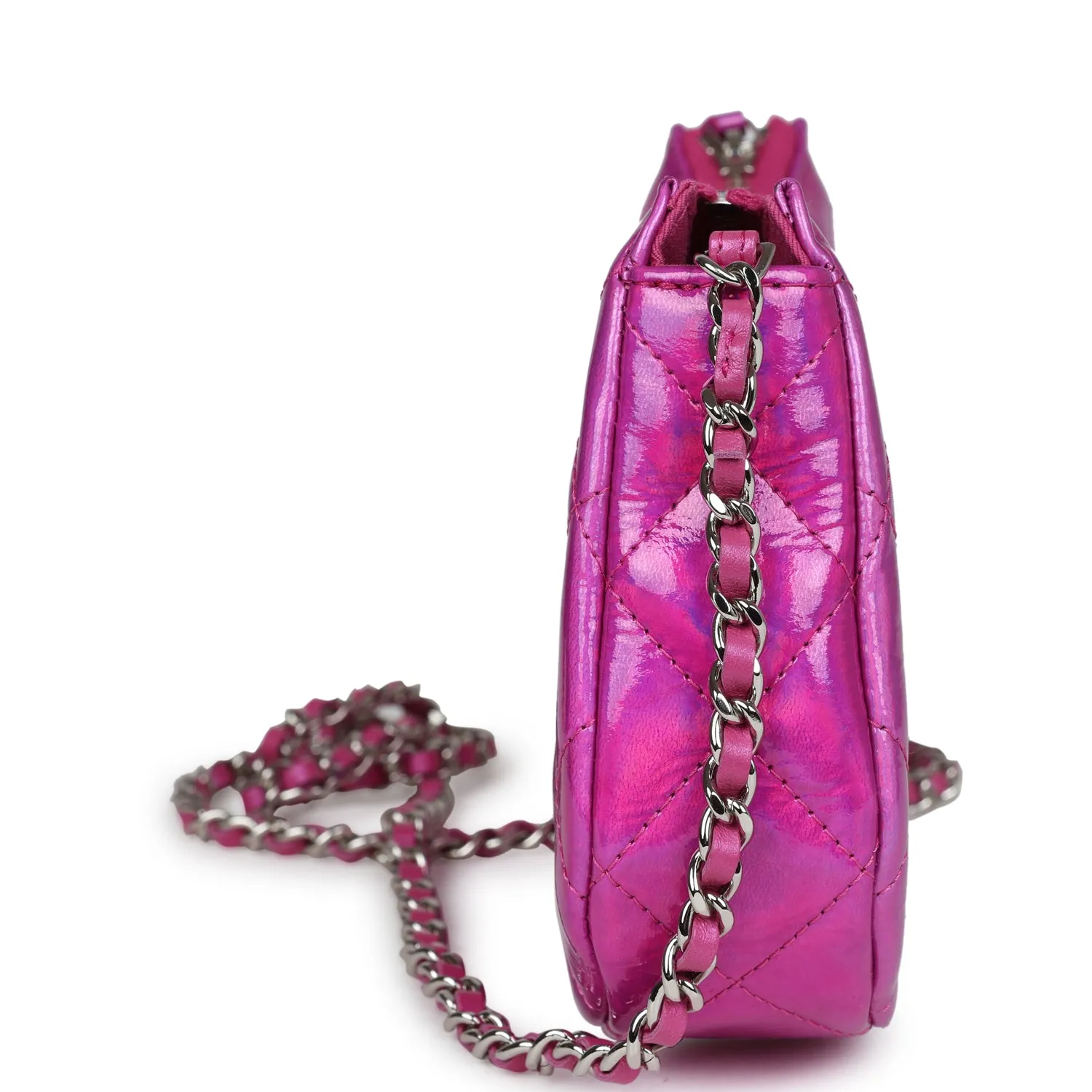 Chanel Mini Hobo Bag Hot Pink Metallic Goatskin Silver Hardware