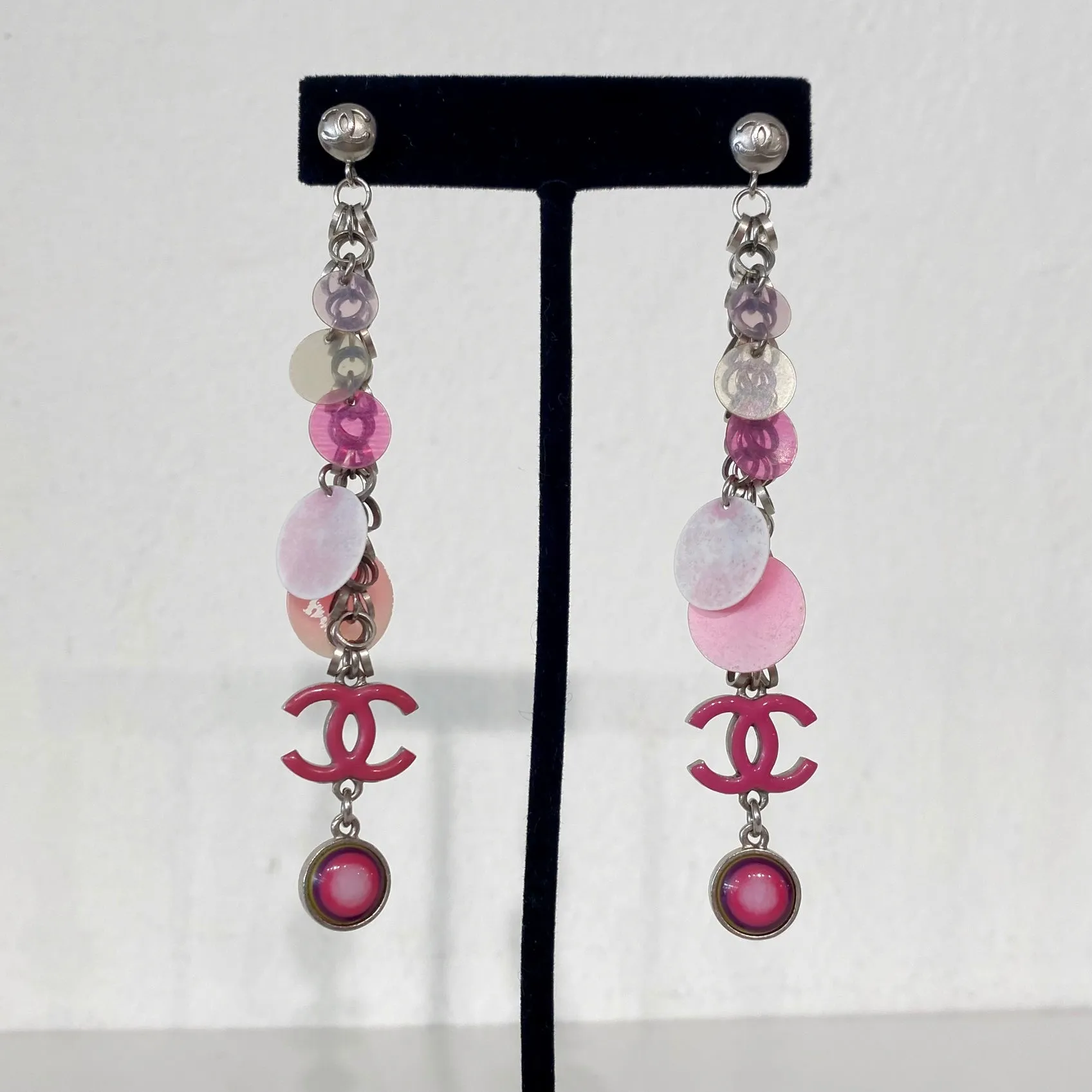 Chanel Pink Bubbly Charm Drop Earrings