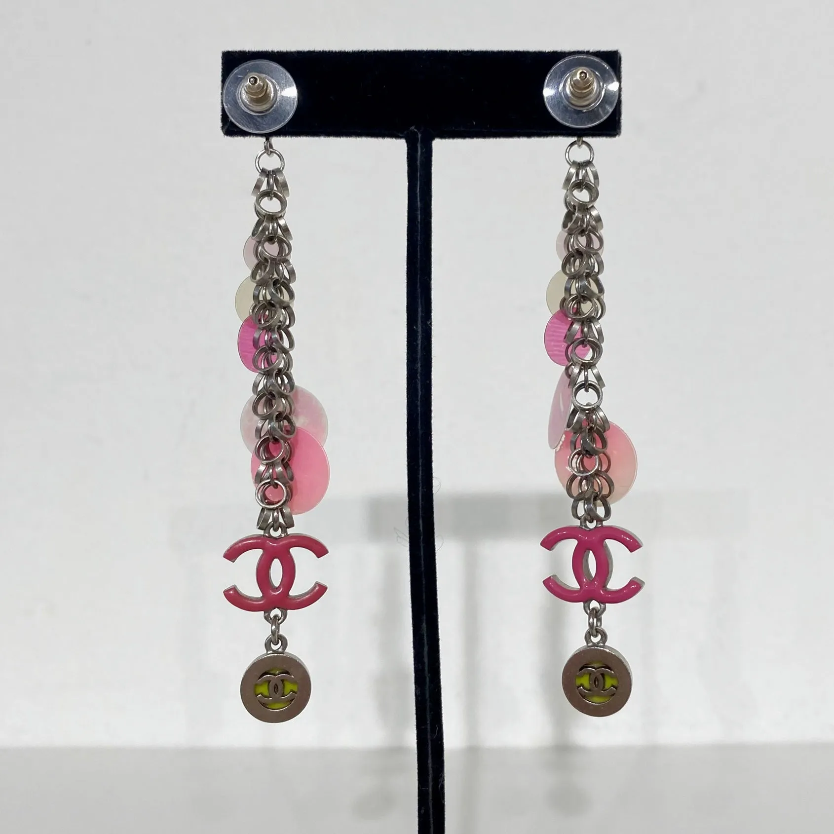 Chanel Pink Bubbly Charm Drop Earrings