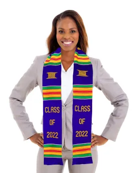 Class of 2022 Kente Cloth Stole / Sash. Graduation - Blue