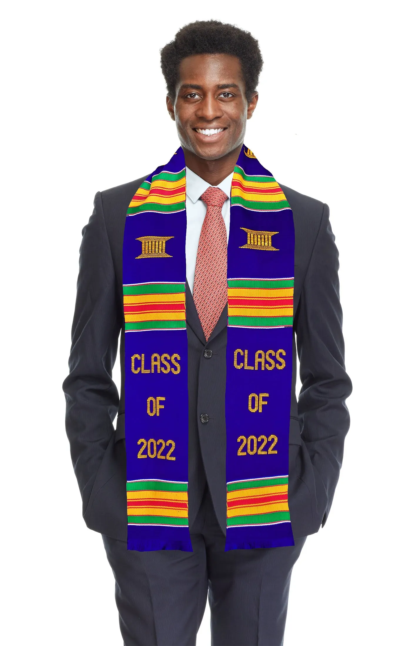 Class of 2022 Kente Cloth Stole / Sash. Graduation - Blue