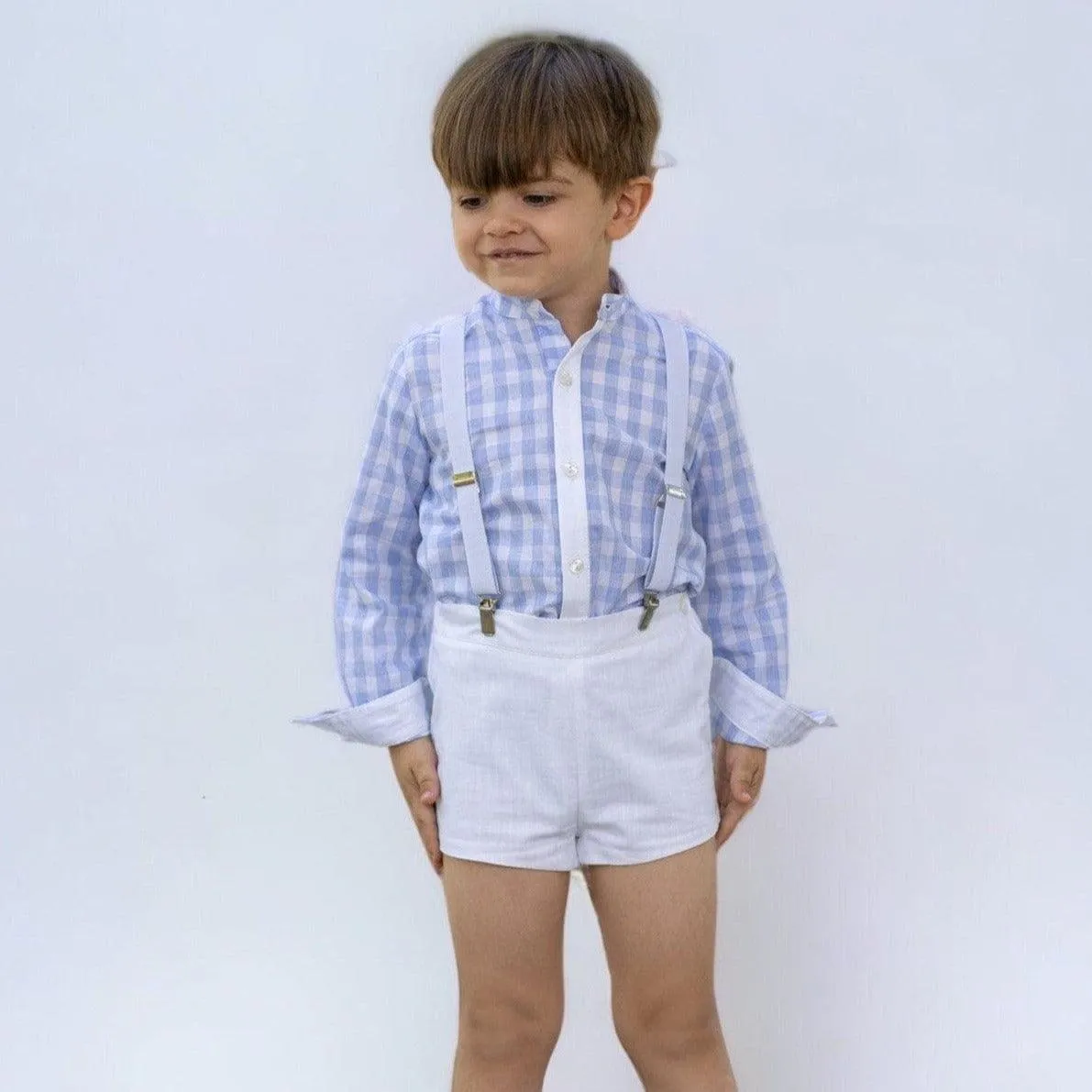 CLEARANCE SALE Abuela Tata - Boys Blue & White Check Shorts & Shirt Set