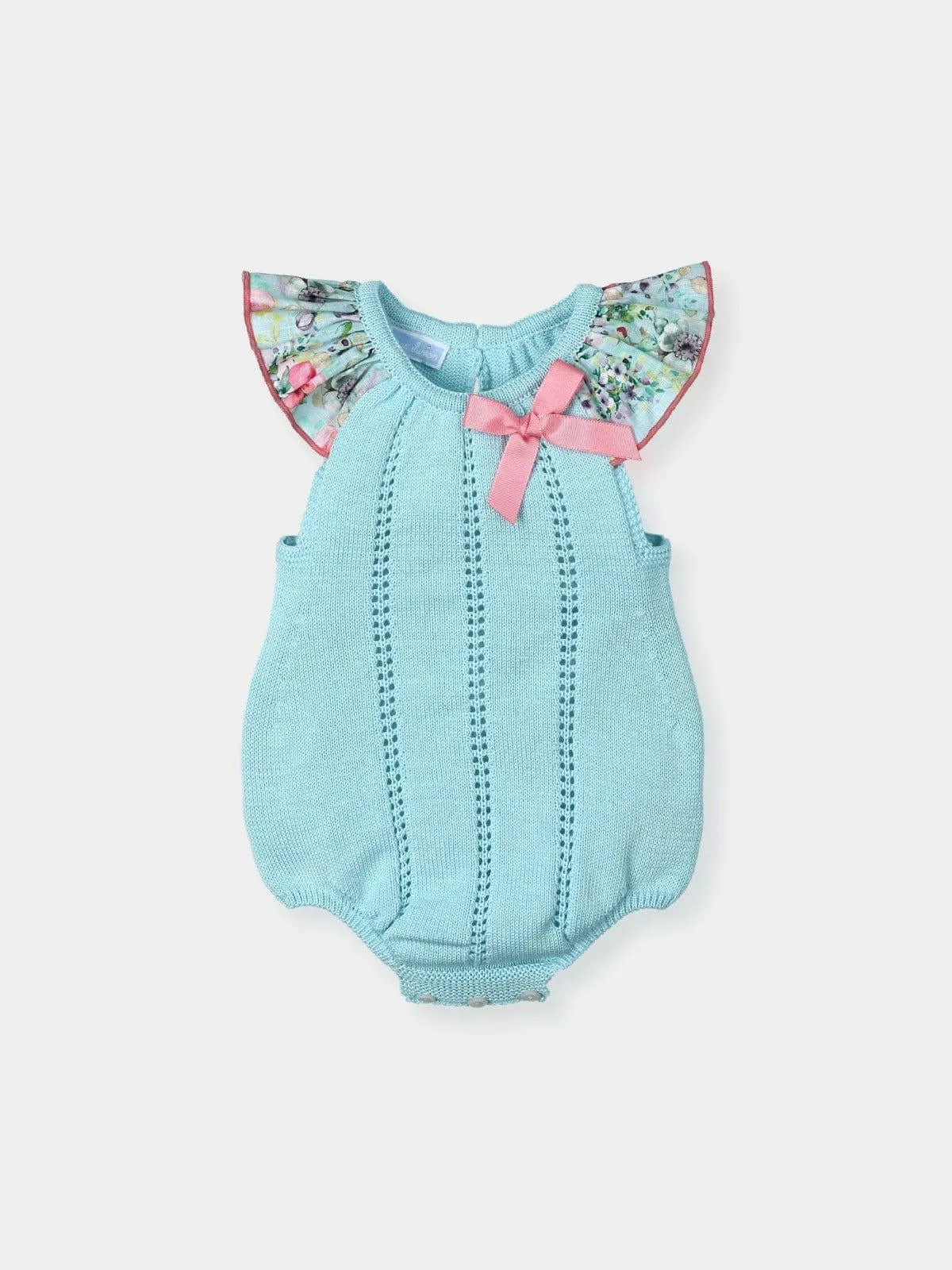 CLEARANCE SALE Mac Ilusion - Baby Girls Turquoise Knitted Summer Romper Suit