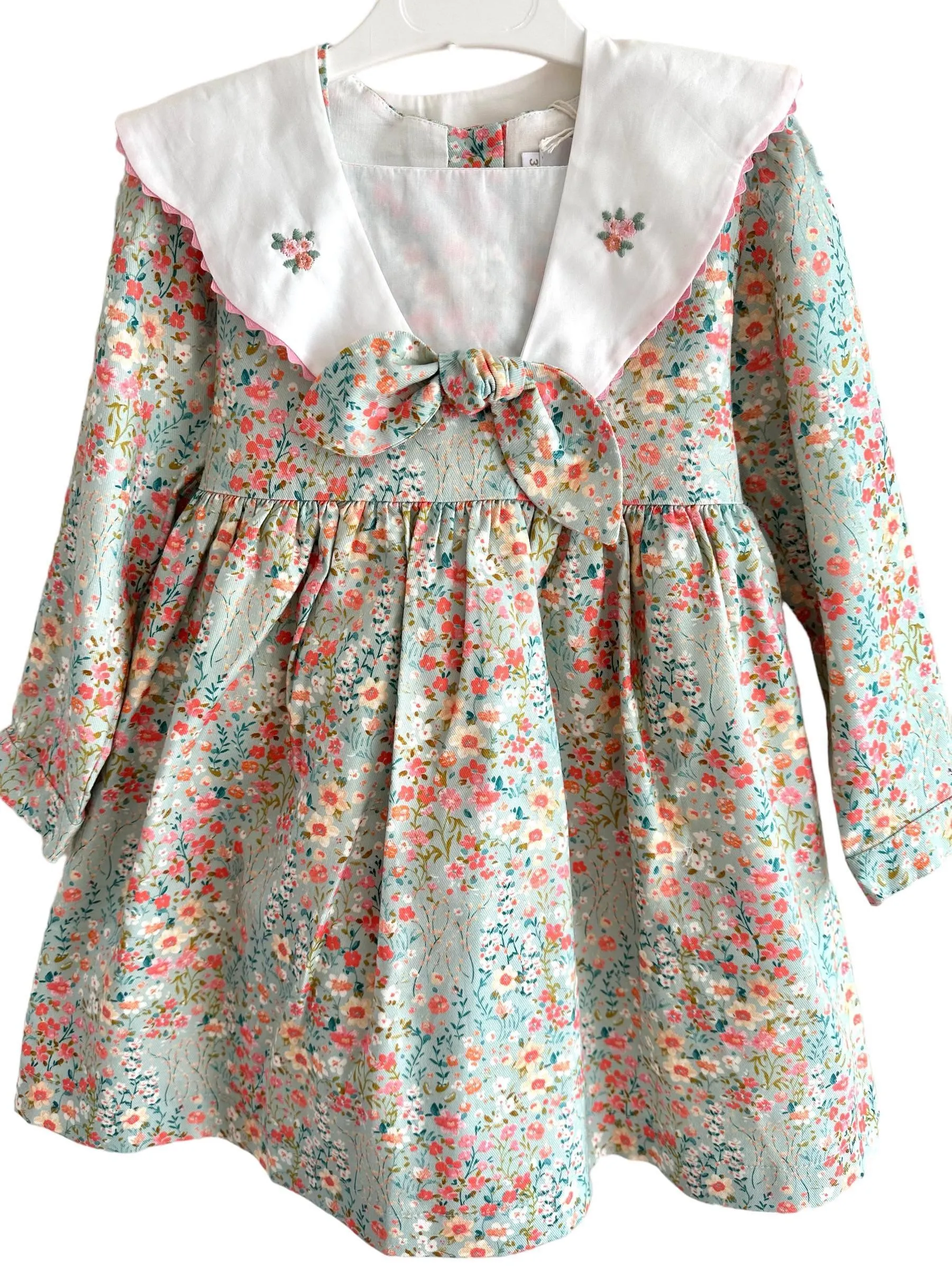 CLEARANCE SALE Sal & Pimenta - Girls Green & Multi Coloured Floral Lake Dress