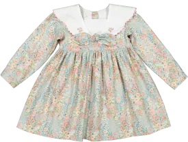 CLEARANCE SALE Sal & Pimenta - Girls Green & Multi Coloured Floral Lake Dress