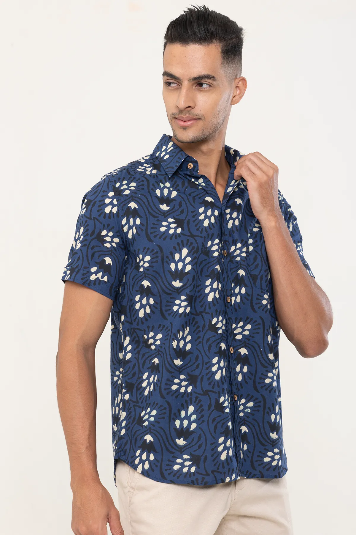 Cobalt Blue cotton shirt half sleeves | Style Matters