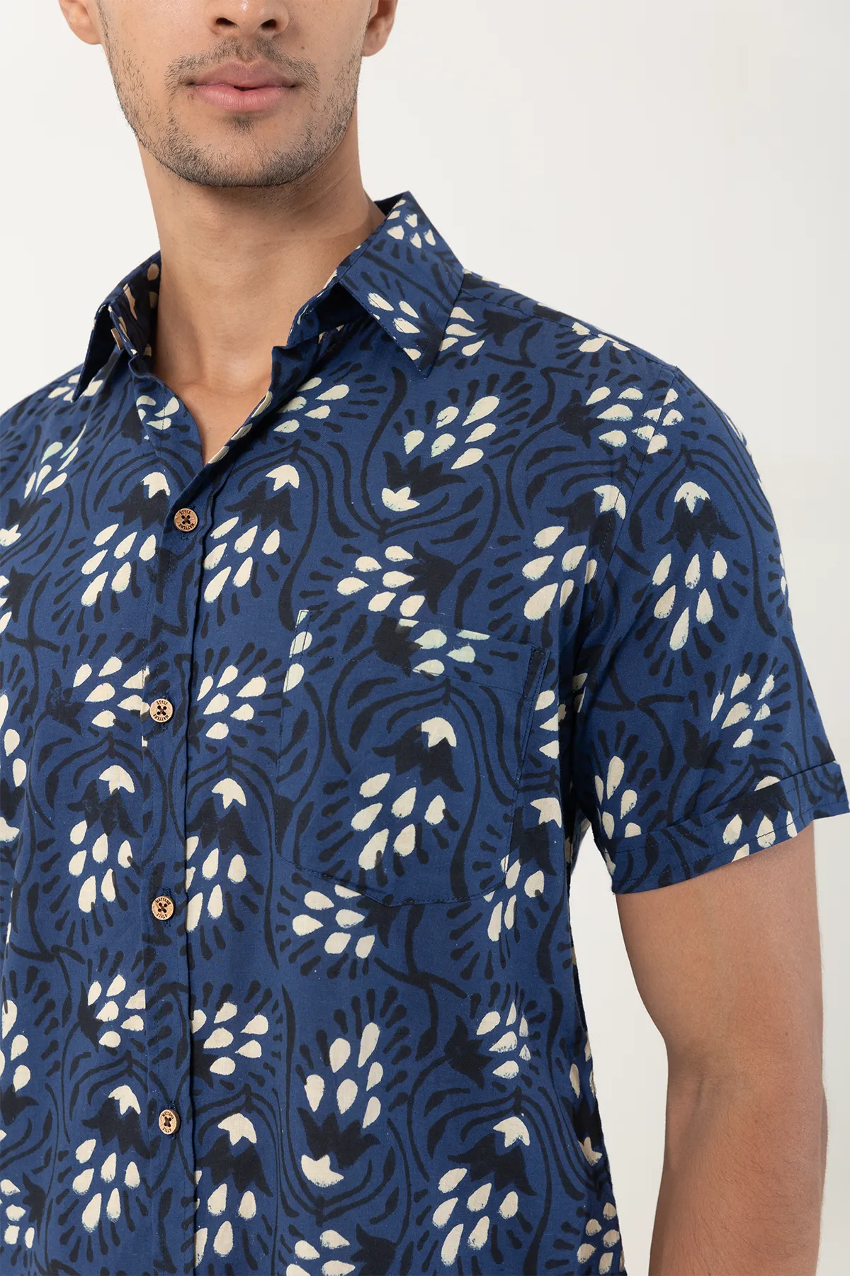 Cobalt Blue cotton shirt half sleeves | Style Matters