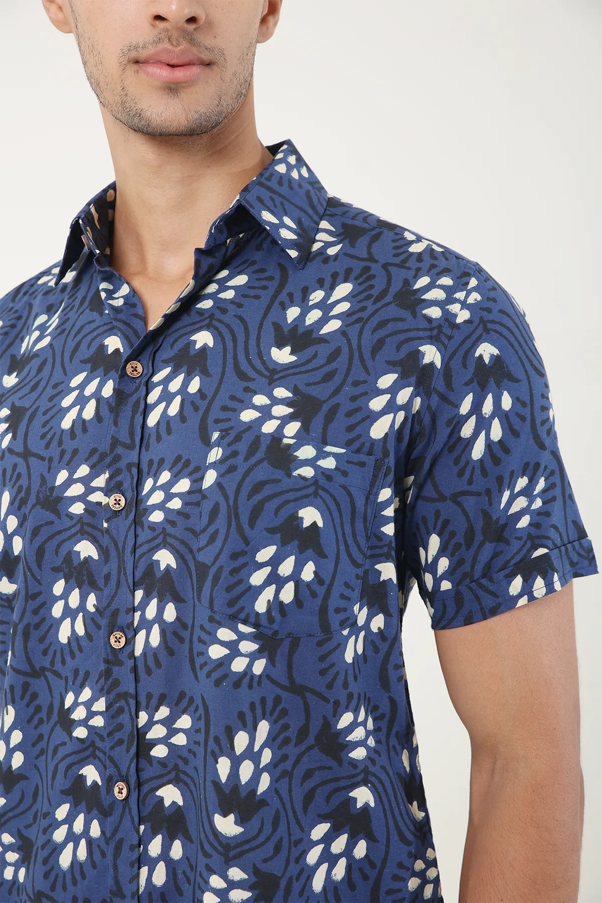 Cobalt Blue cotton shirt half sleeves | Style Matters