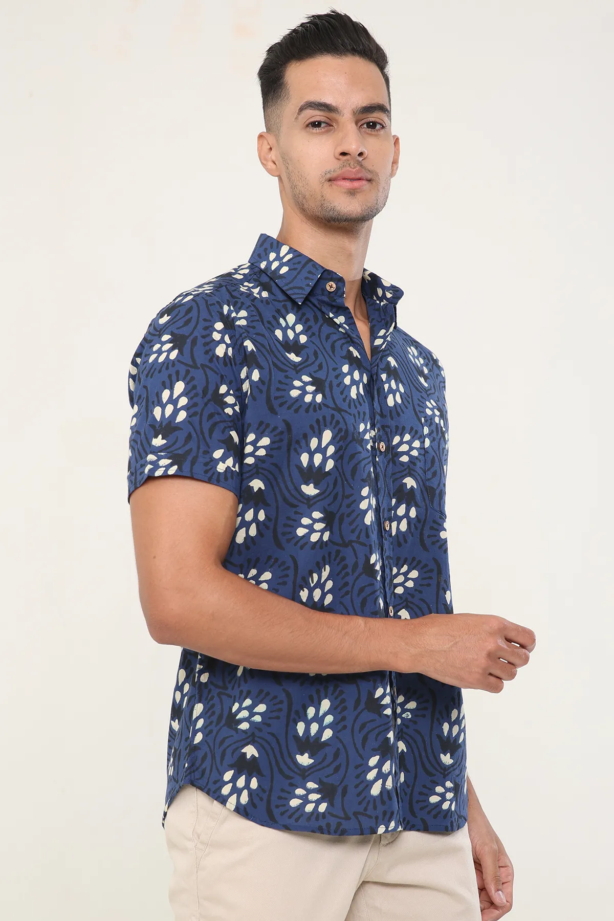 Cobalt Blue cotton shirt half sleeves | Style Matters