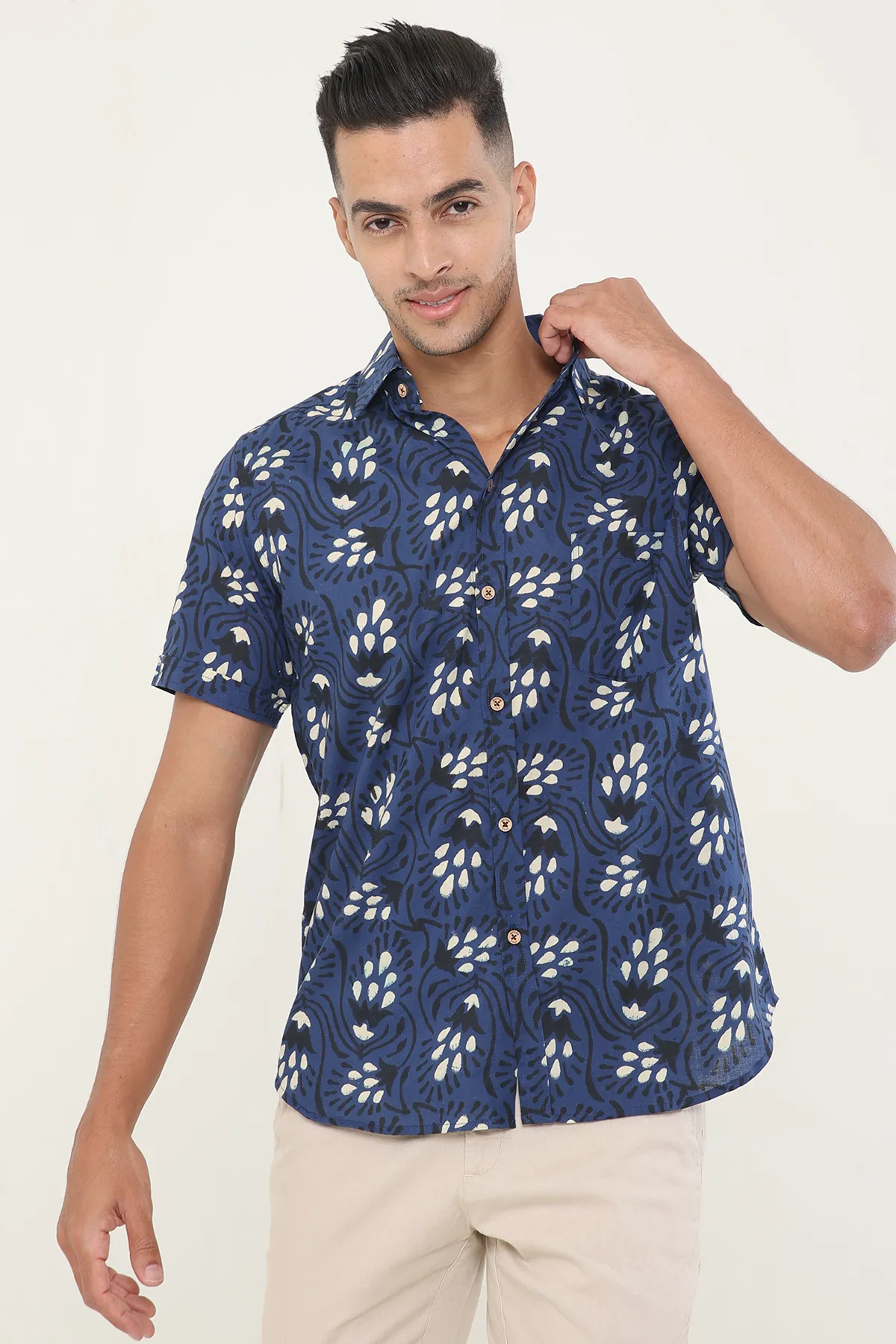 Cobalt Blue cotton shirt half sleeves | Style Matters