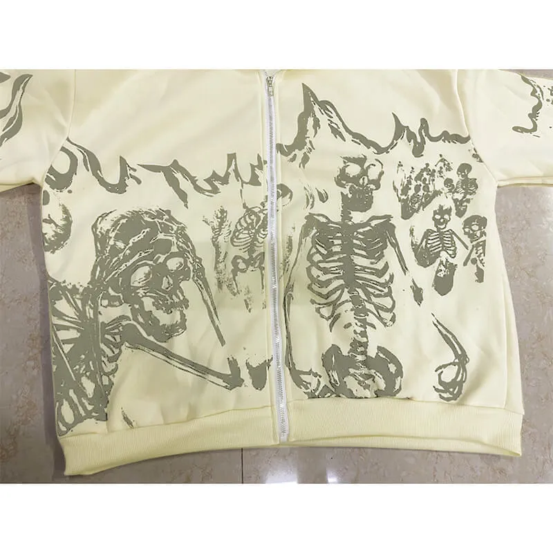 Crazy Skeleton Polyester skull Hoodie Coat