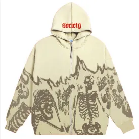 Crazy Skeleton Polyester skull Hoodie Coat