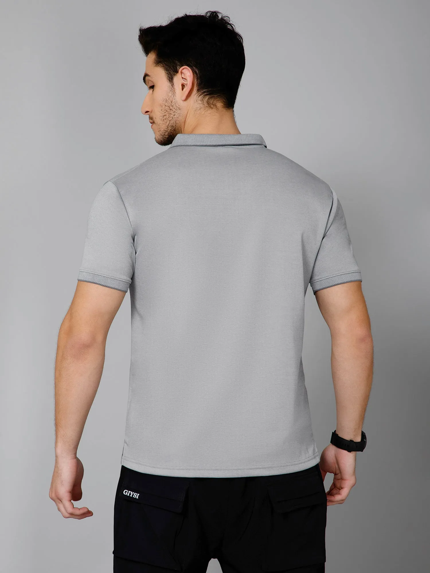 Cross Knit Grey Polo T-shirt