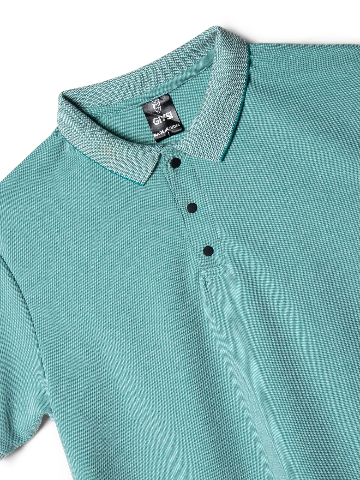 Cross Knit Sea Green Polo T-shirt