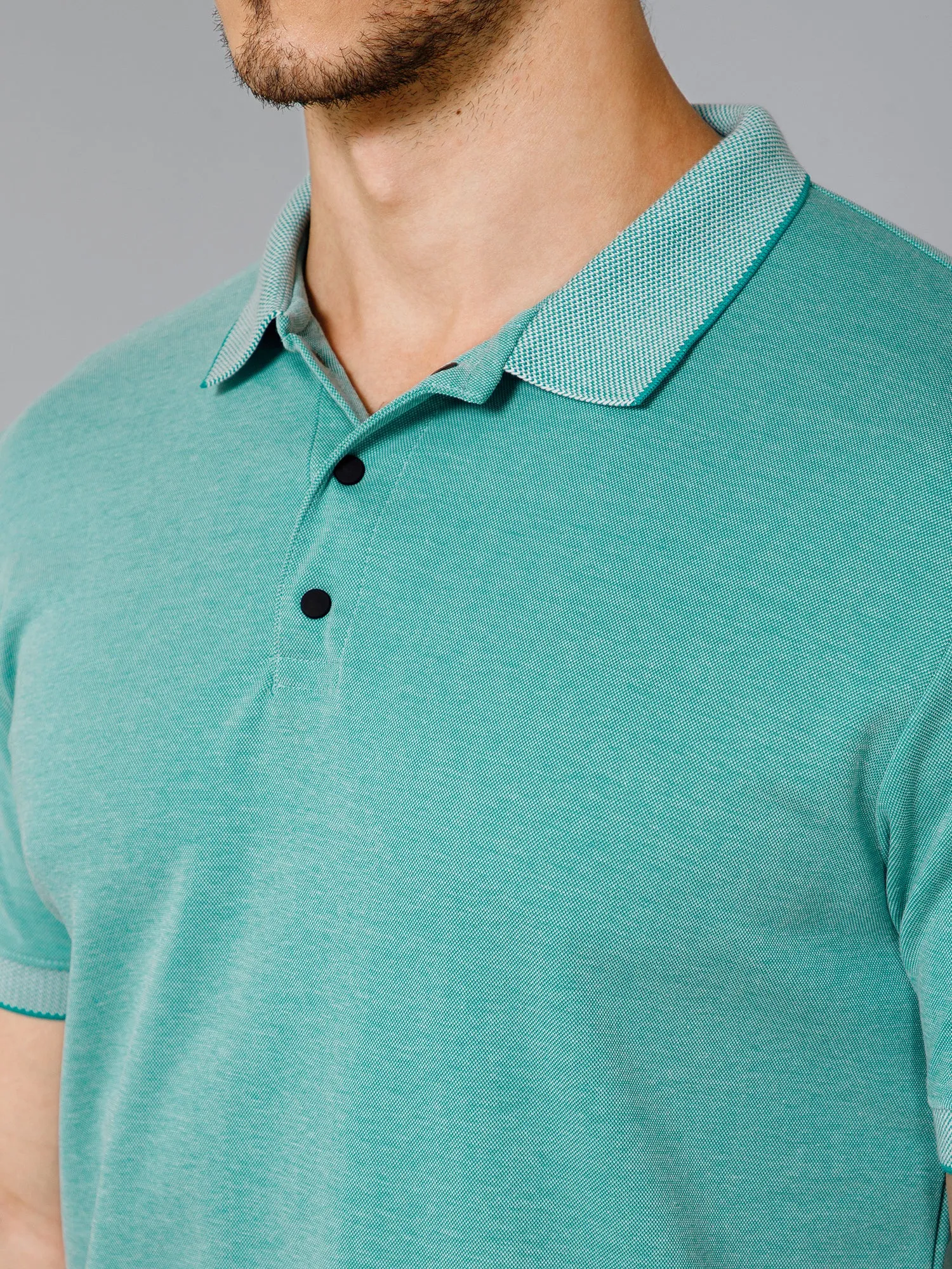 Cross Knit Sea Green Polo T-shirt