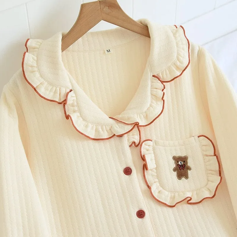 Cute Bear Spring Collar Korean Style House Clothes