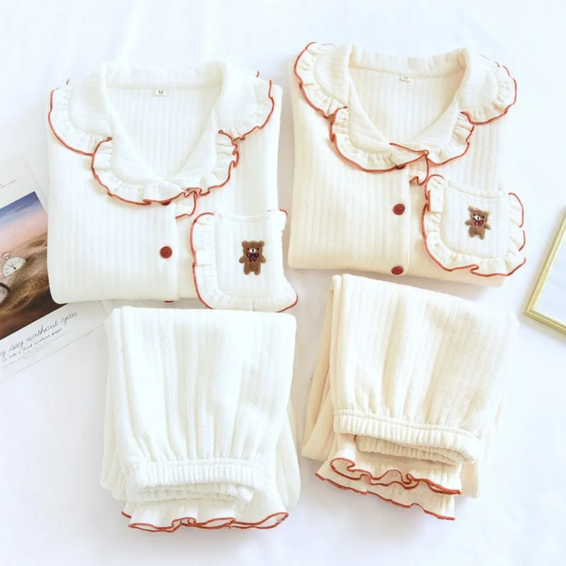 Cute Bear Spring Collar Korean Style House Clothes