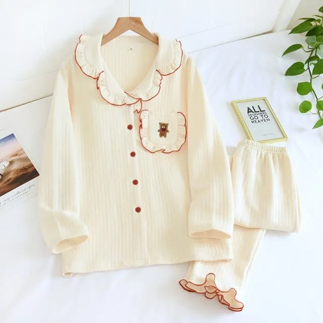 Cute Bear Spring Collar Korean Style House Clothes