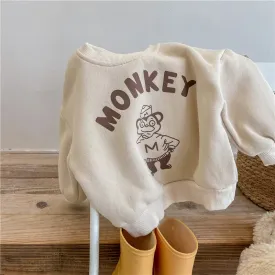 Cute 'MONKEY' Fleece-Lined Sweatshirt