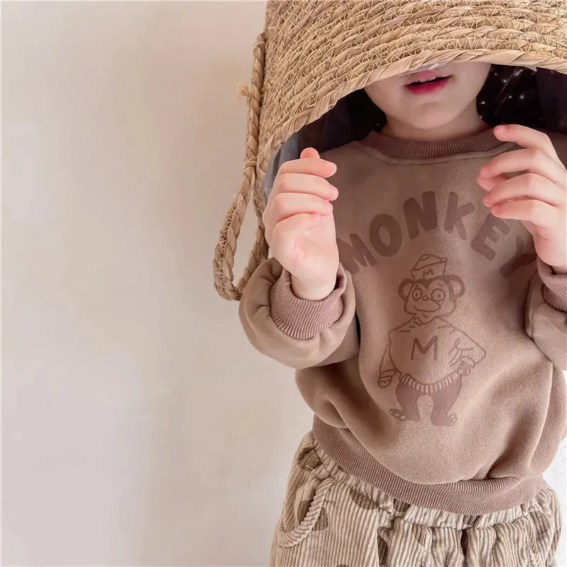 Cute 'MONKEY' Fleece-Lined Sweatshirt