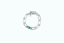 Electro Signature Chain Bracelet Silver Green