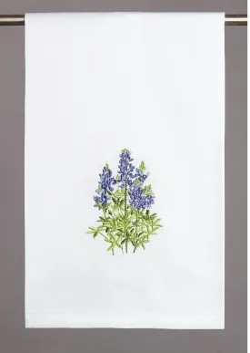 Embroidered Blue Bonnet Kitchen Towel in