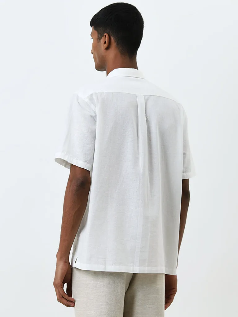 ETA Off-White Embroidered Resort-Fit Cotton Blend Shirt