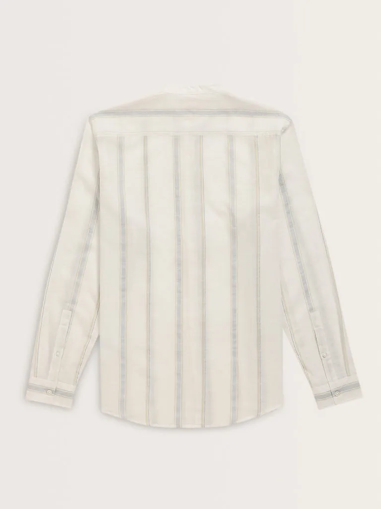 ETA Off-White Stripe Printed Resort-Fit Cotton Shirt