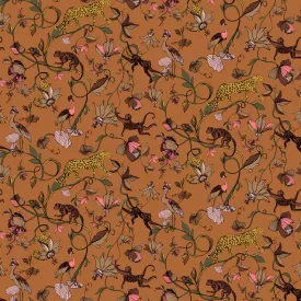 Exotic Wildlings Wallpaper Sample Warm Sienna