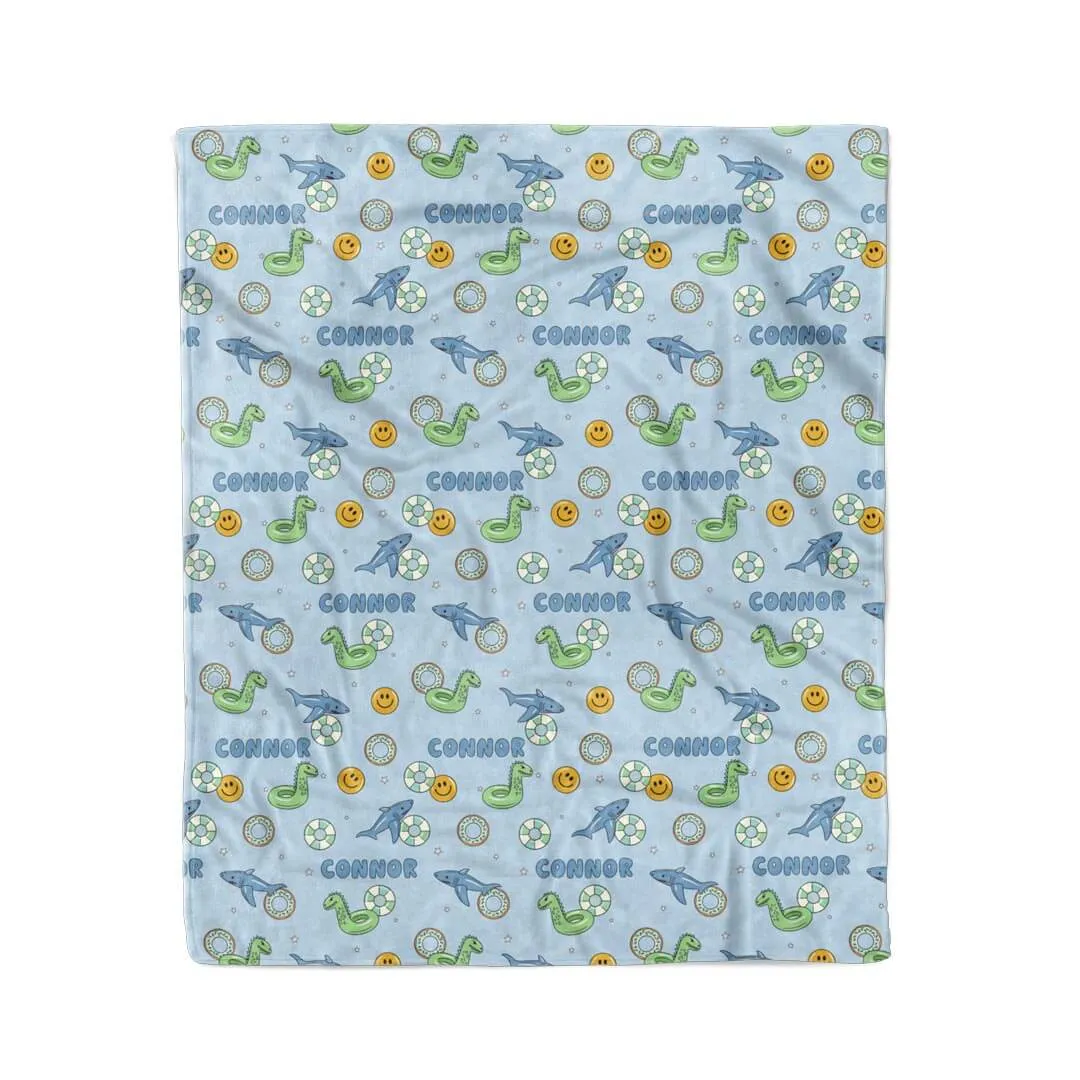 Floatie Friends Personalized Kids Blanket | Blue