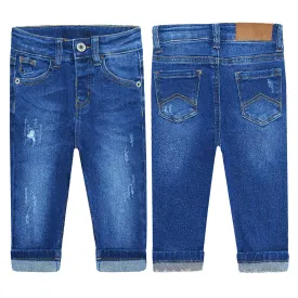 Girl Boy Little Kid Elastic Band Ripped Stain Resistant Denim Jeans Pants