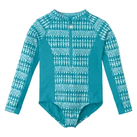 Girl's Long Sleeve Half Zip Swim Suit