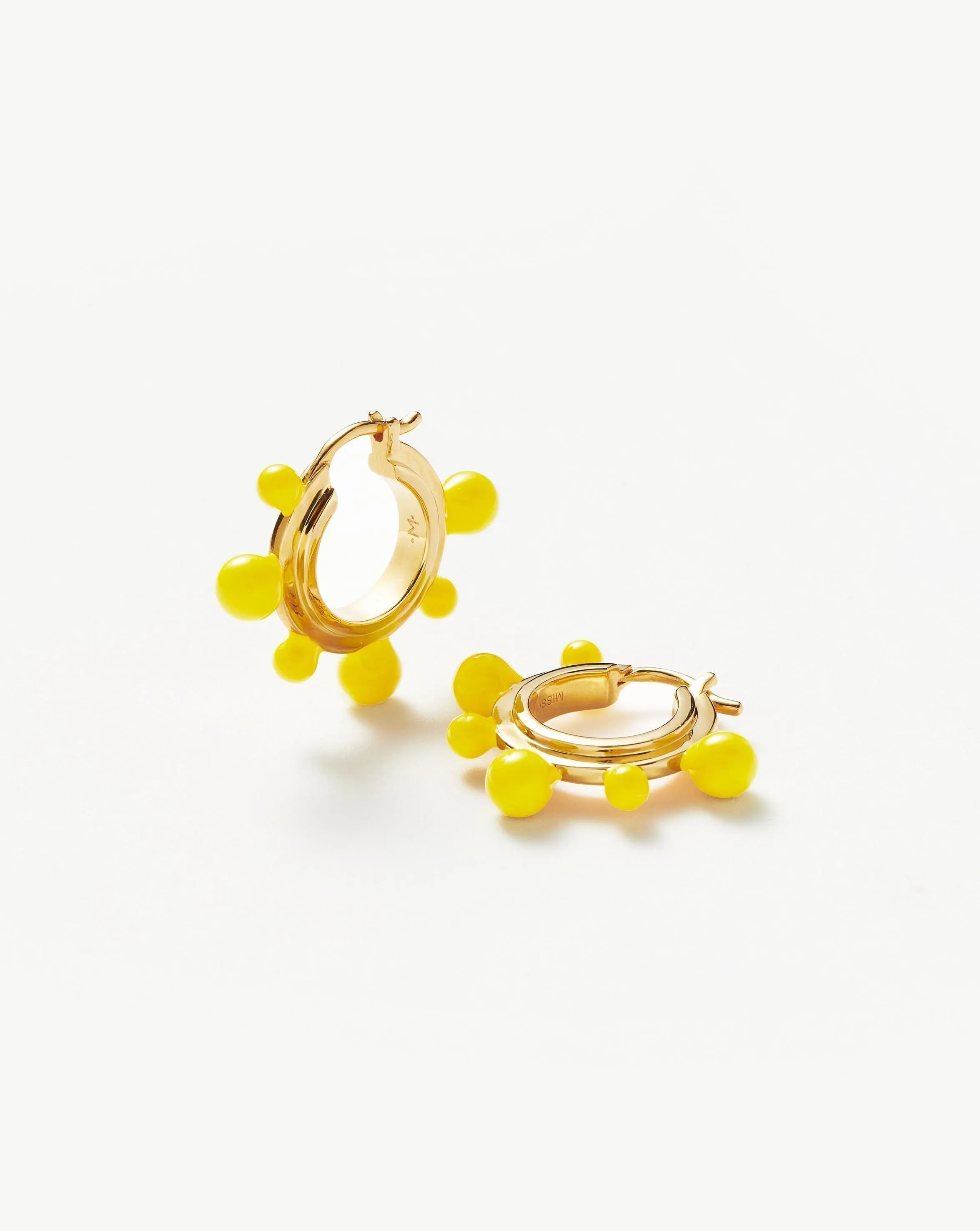 Good Vibes Neon Enamel Sphere Small Hoop Earrings | 18k Gold Plated/Lemon Yellow