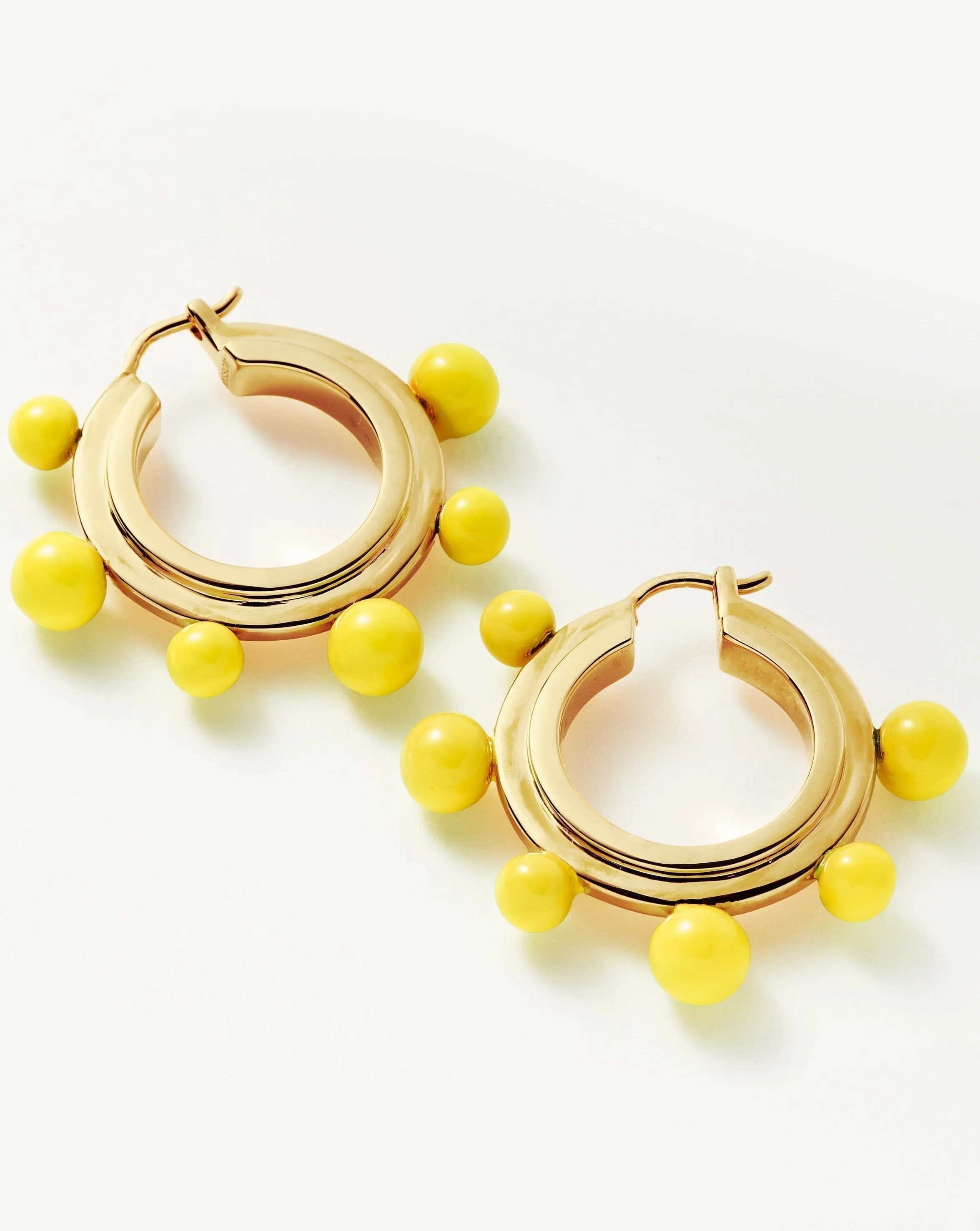 Good Vibes Neon Enamel Sphere Small Hoop Earrings | 18k Gold Plated/Lemon Yellow