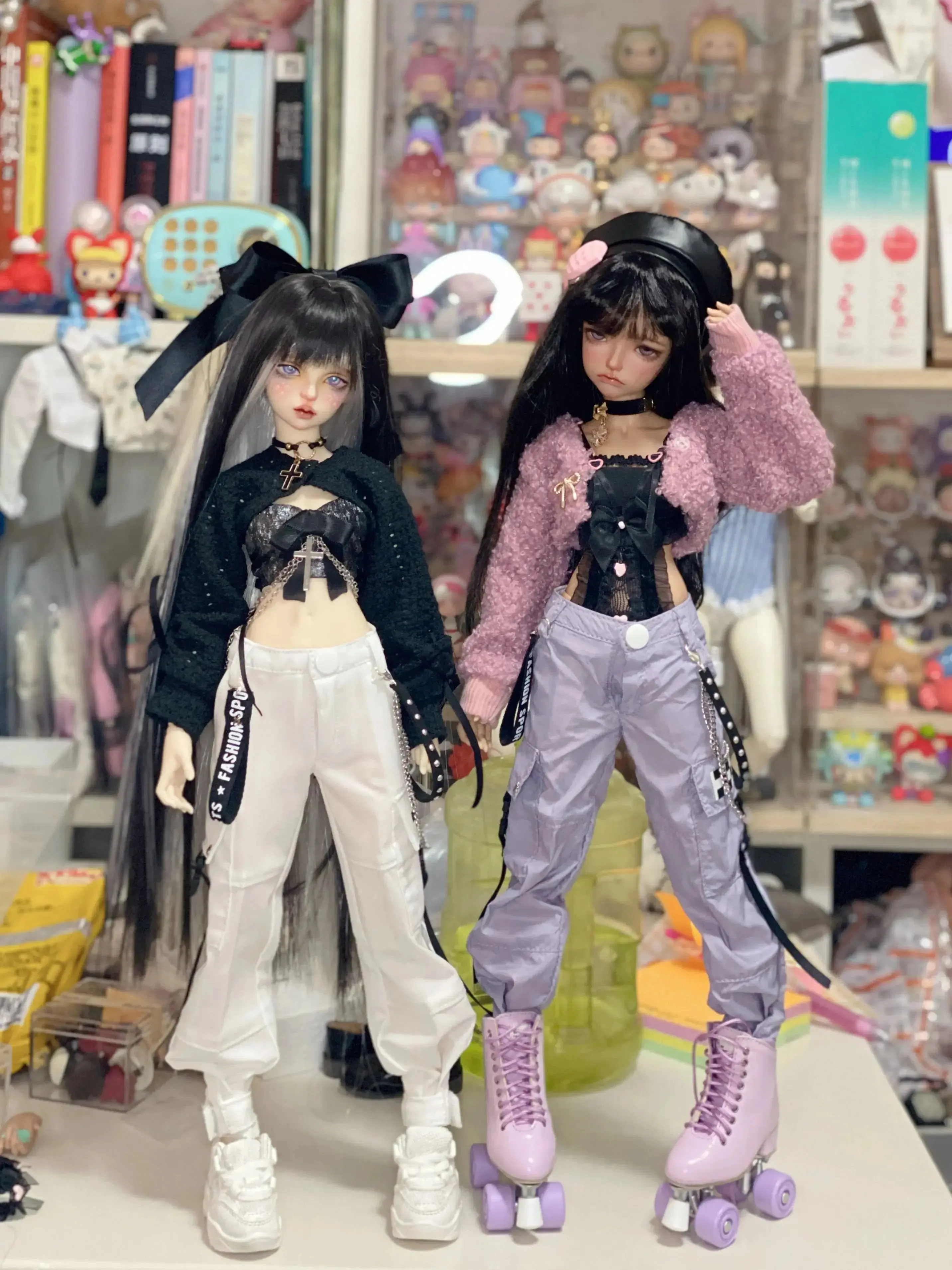 Handmade Doll Clothes – Stylish Black & White Pants for 1/3 DD, 1/4 MSD, MDD, BJD/SD Dolls