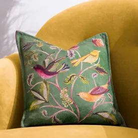 Holland Park Hedgerow Birds Cushion Green