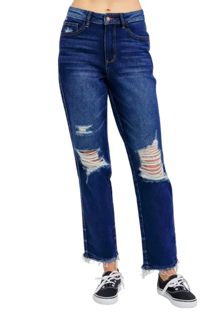 Judy Blue Lacey HR Destroy Straight Jeans Curvy