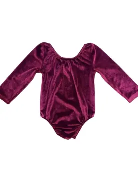 Livee Long Sleeve Velour Leotard - Cranberry