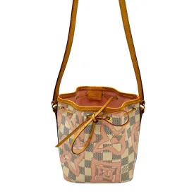 LOUIS VUITTON Damier Azur Tahitienne Nano Noe Rose Ballerine Bucket Bag - Cream, Pink & Blue