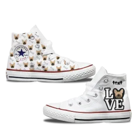 Love French Bulldog Kids Personalised Converse