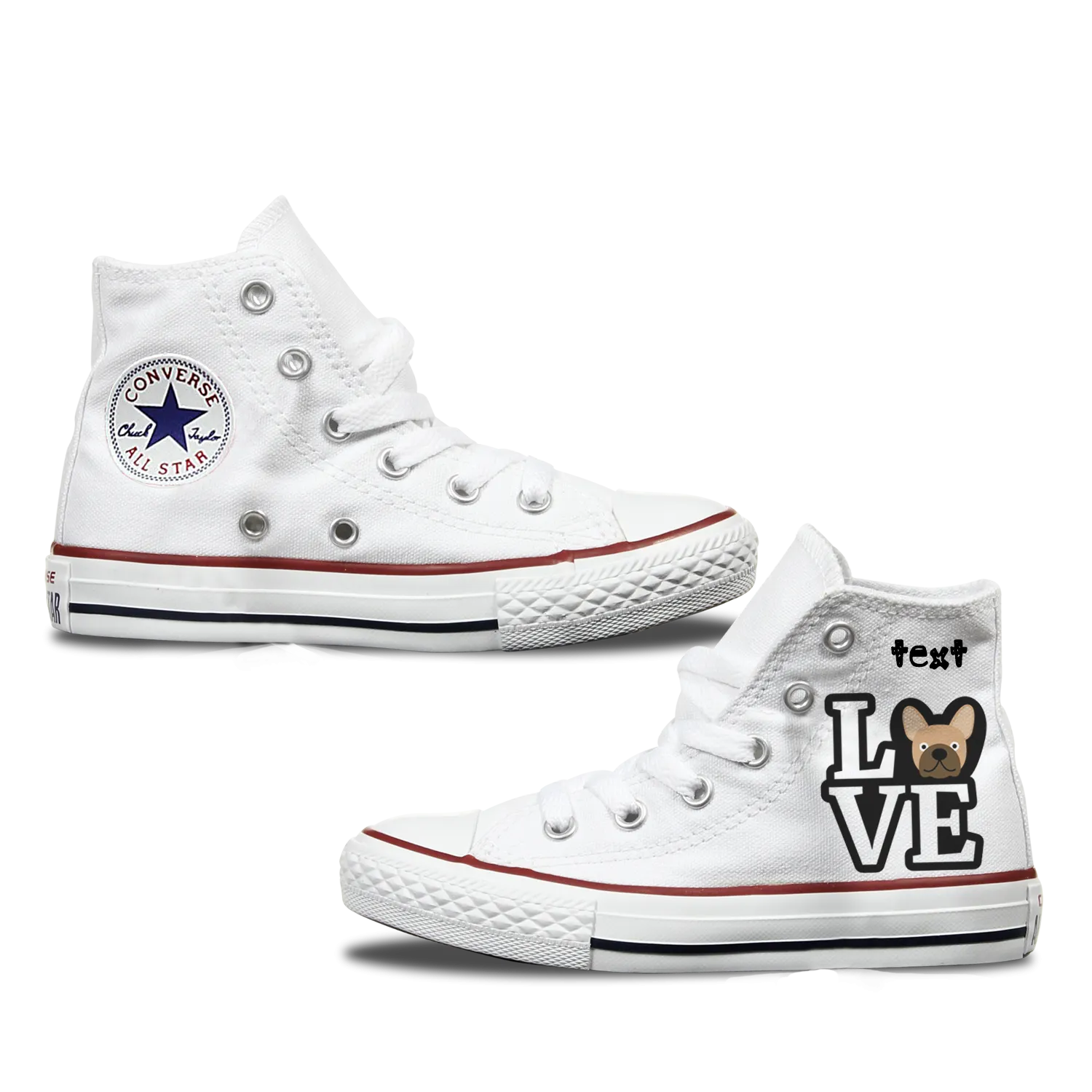 Love French Bulldog Kids Personalised Converse