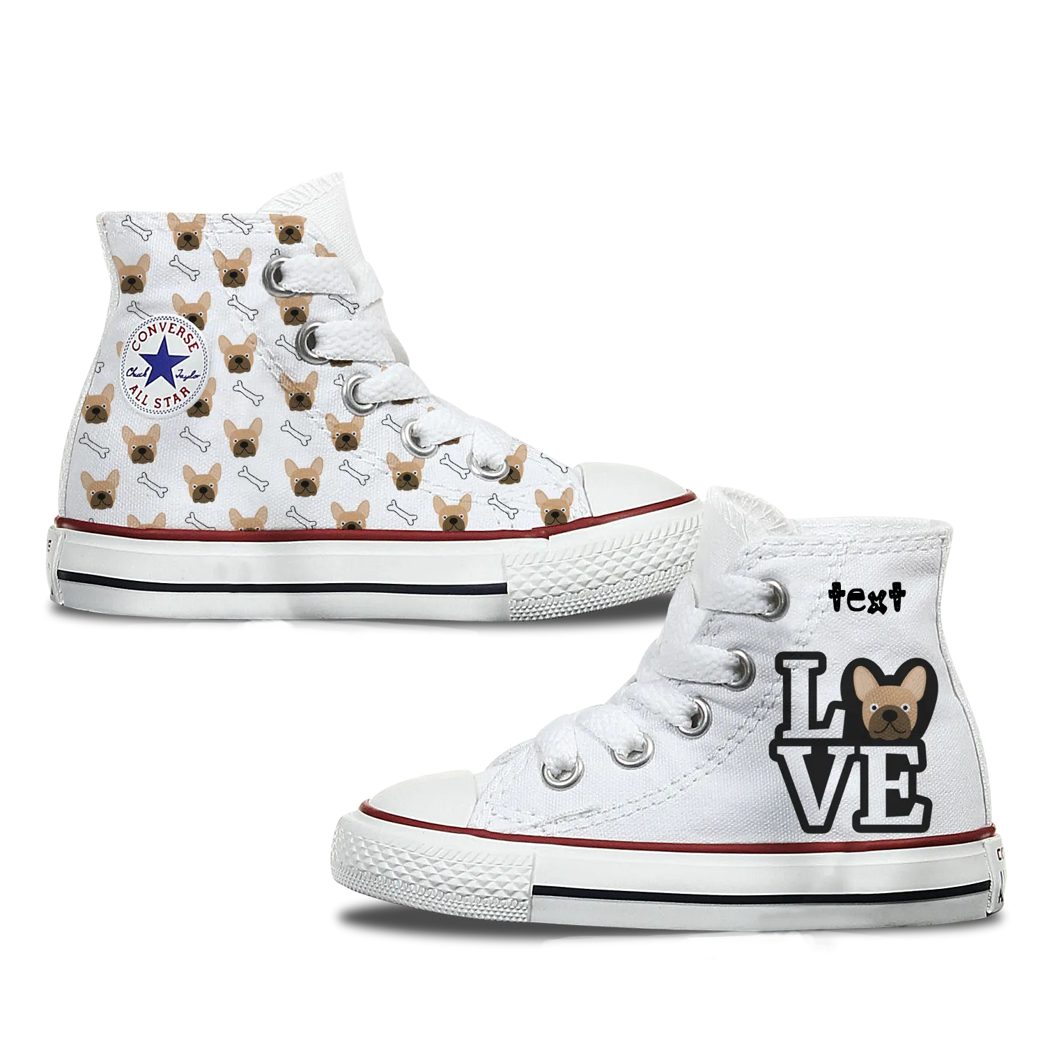 Love French Bulldog Kids Personalised Converse