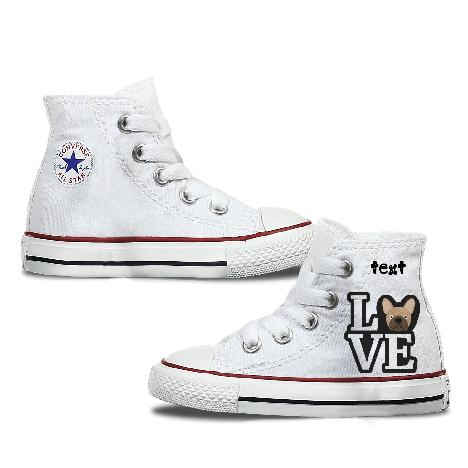 Love French Bulldog Kids Personalised Converse