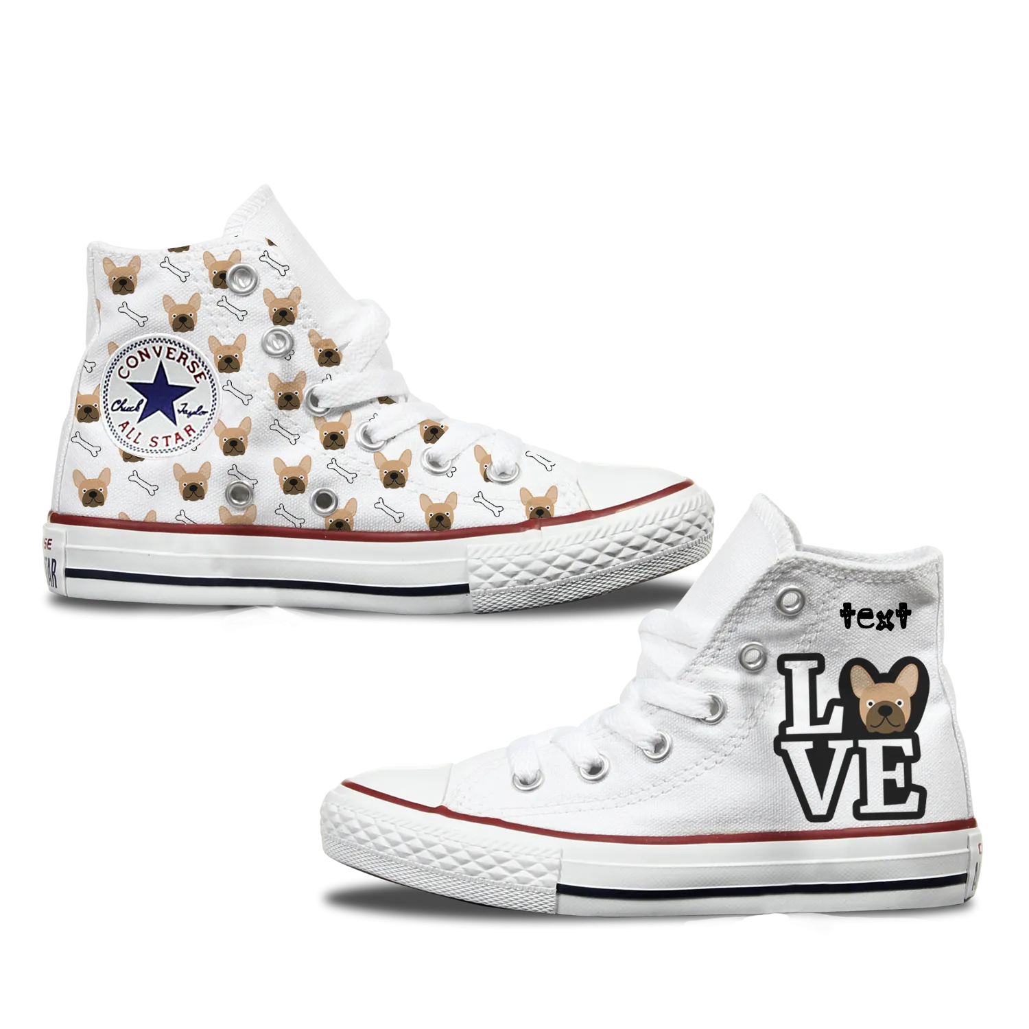 Love French Bulldog Kids Personalised Converse