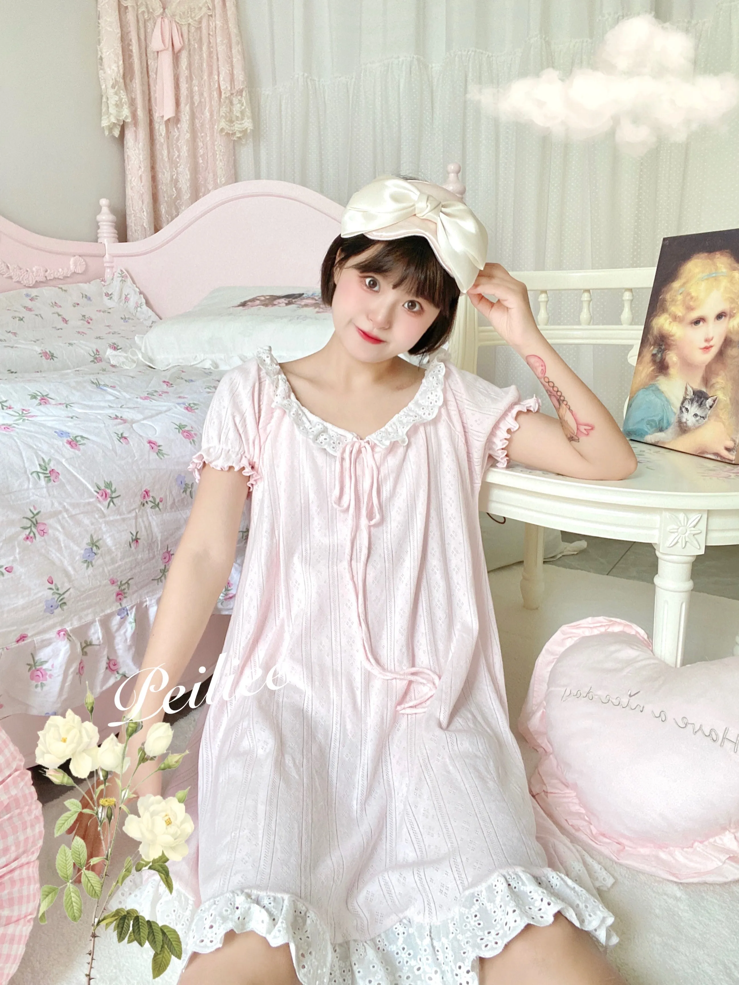 [Made by Peiliee] Love is two hearts as one cotton sleepwear loungewear dress