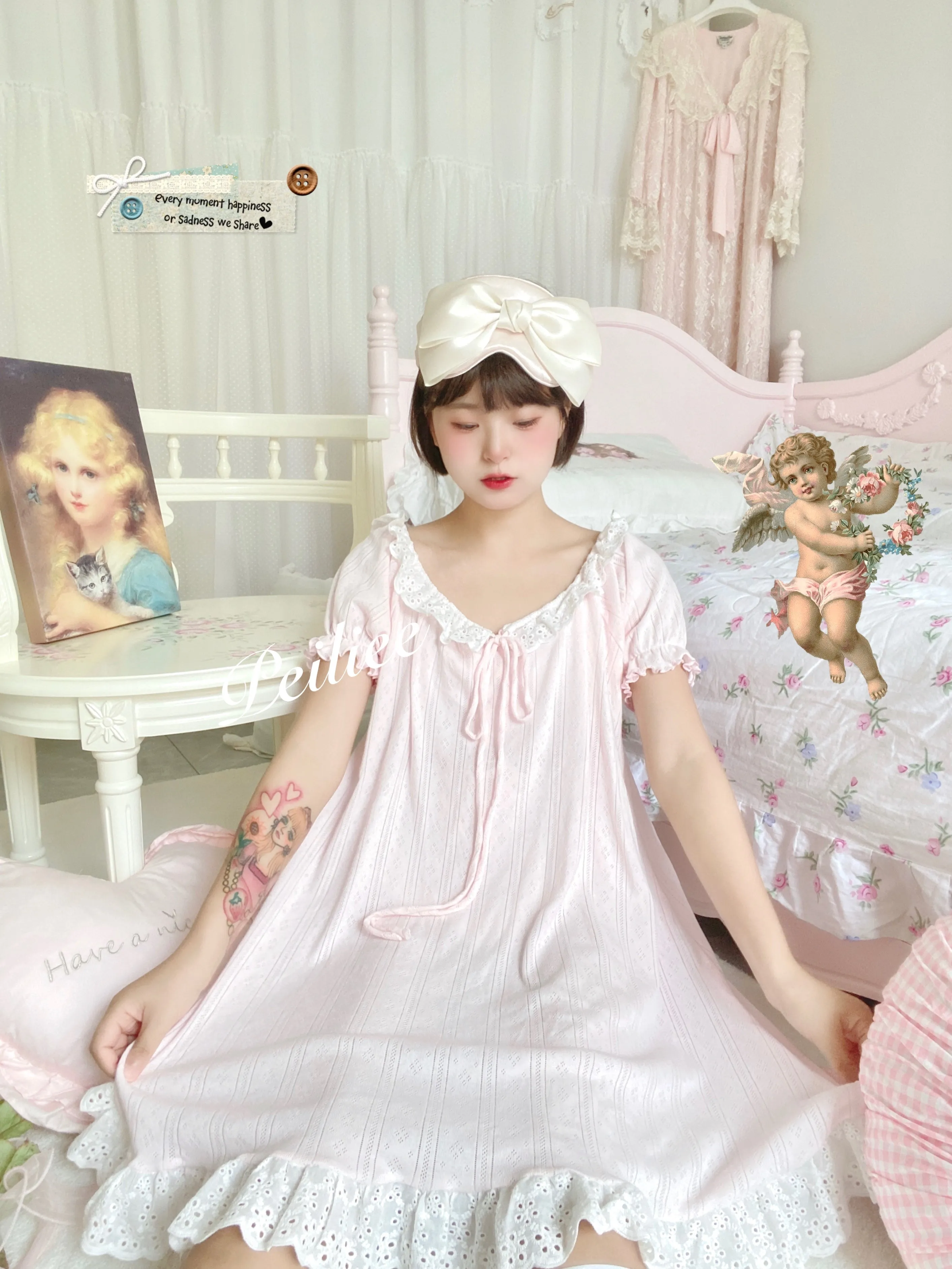 [Made by Peiliee] Love is two hearts as one cotton sleepwear loungewear dress