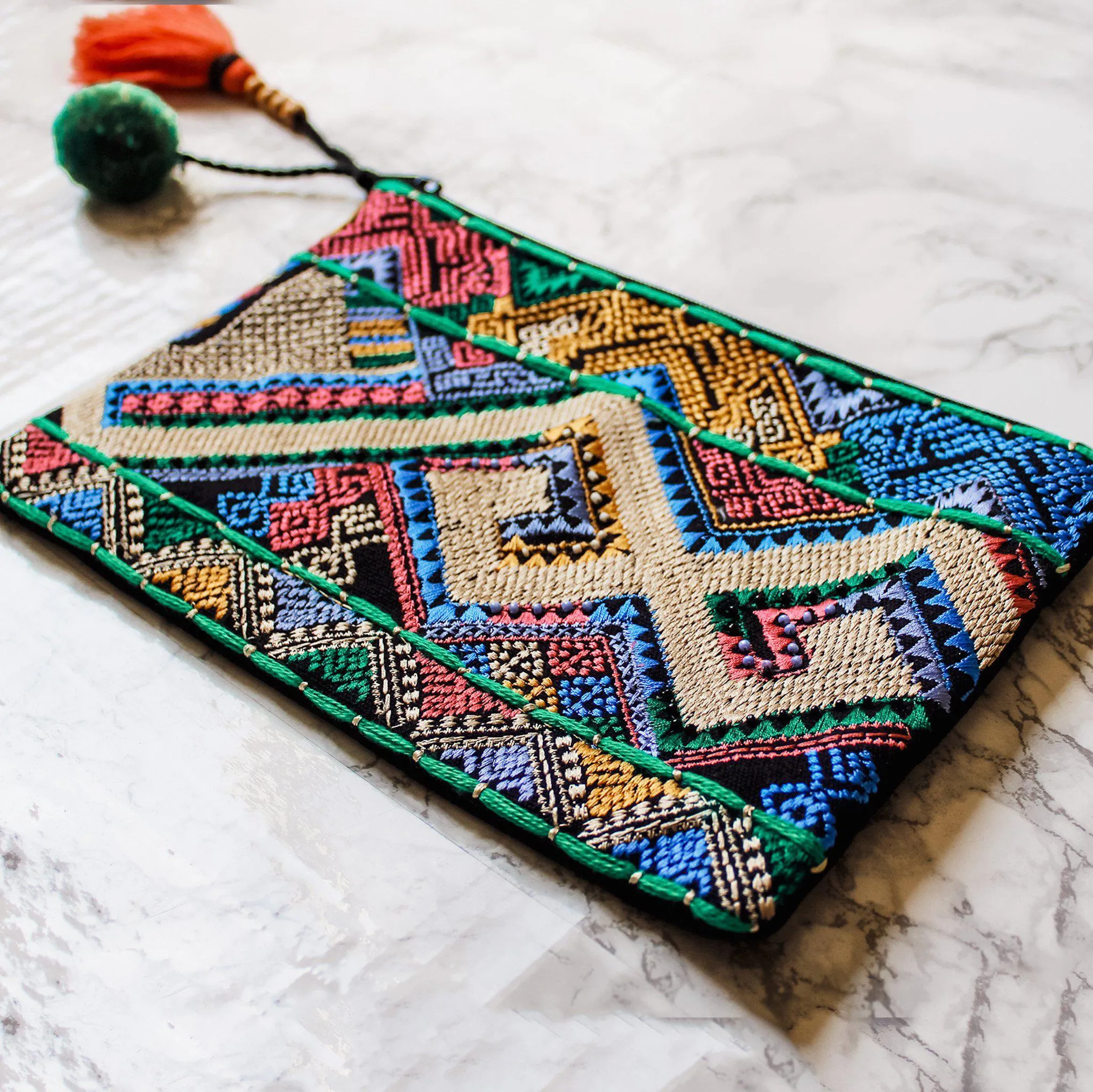 Maldives Multi Embroidered & Beaded Clutch