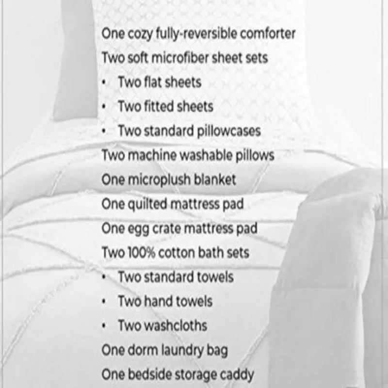 Master Room Essentials 20 Pcs TwinXL Topper Comforter Sheets Towels Storage & More