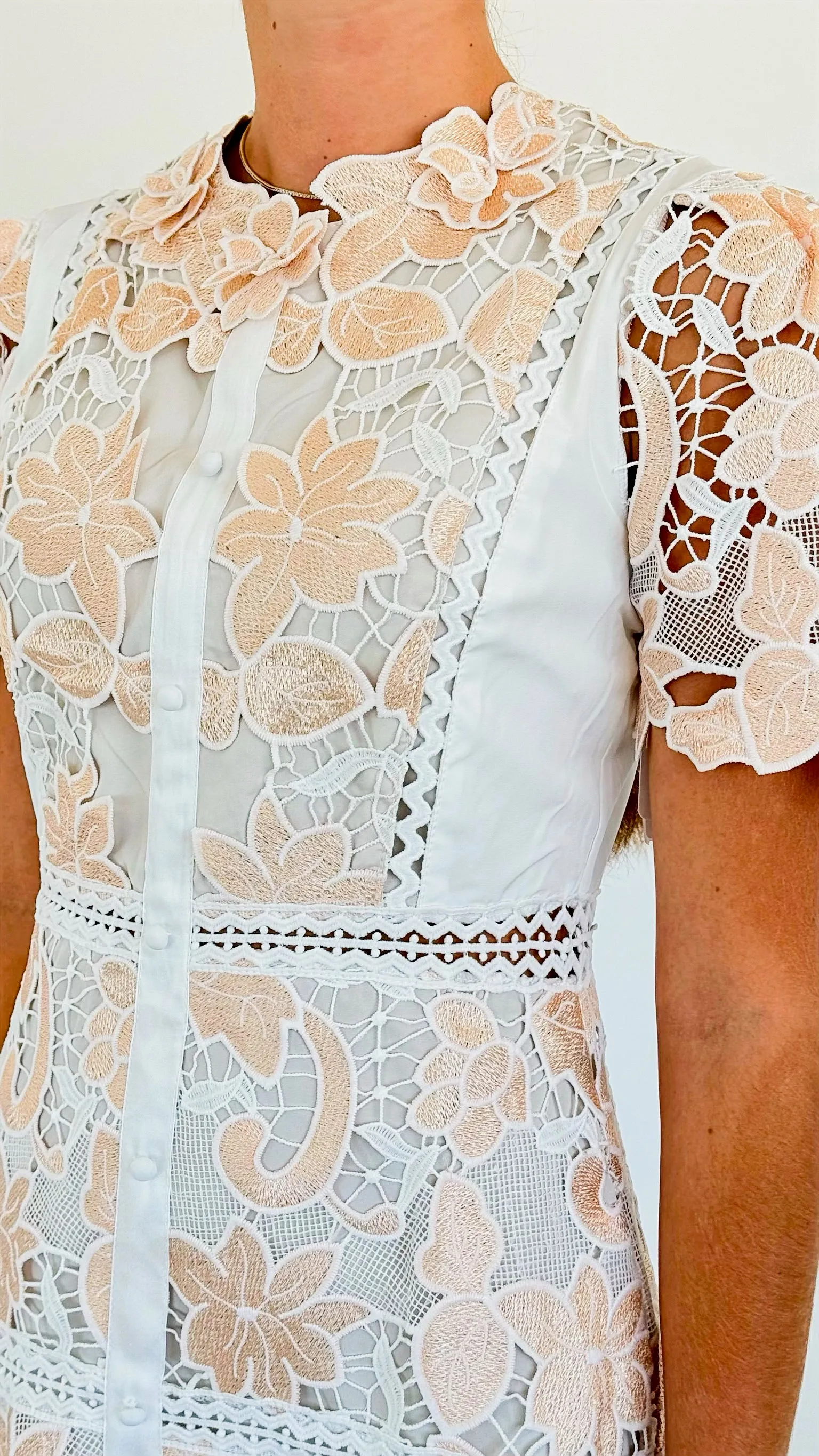 Mid-Length Floral Embroidery Dress