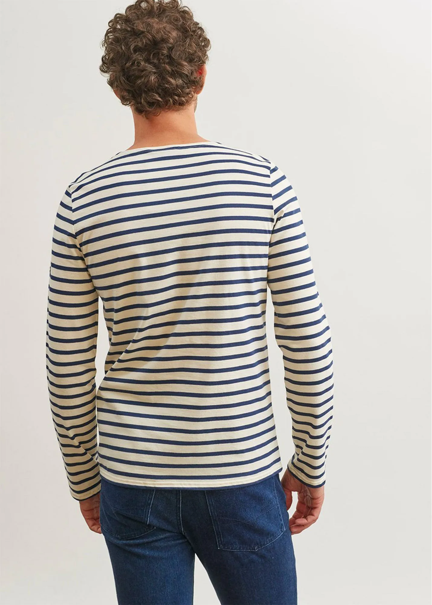 MINQUIERS MODERN - Authentic Breton Stripe Shirt | Soft Cotton | Men Fit (ECRU / NAVY)